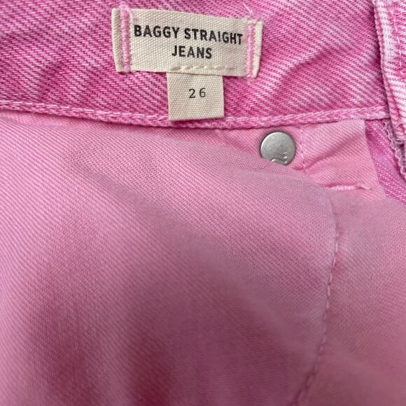Madewell Baggy Straight Leg Jeans in Retro Pink High Rise Denim Womens 26 - Picture 8 of 10